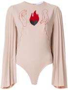 Atu Body Couture Sacred Heart Embroidered Blouse - Nude & Neutrals