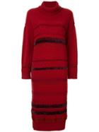 Coohem Solid Tweedy Knit Dress - Red