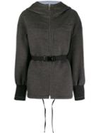 Prada Belted Oversized Hoodie Jacket - Grey