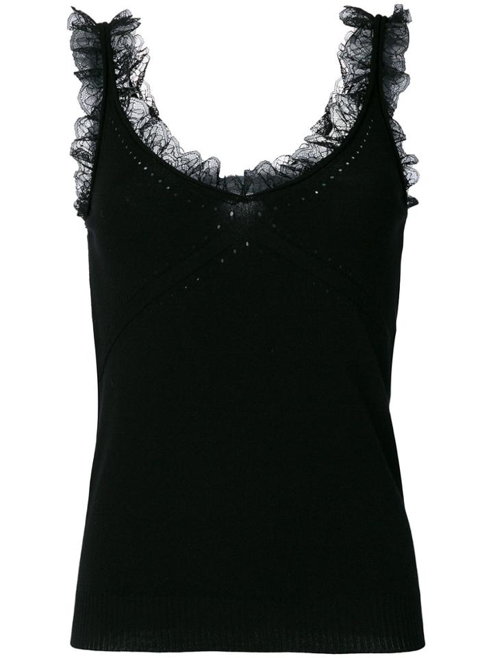 Twin-set Lace Frill Top - Black