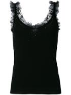 Twin-set Lace Frill Top - Black
