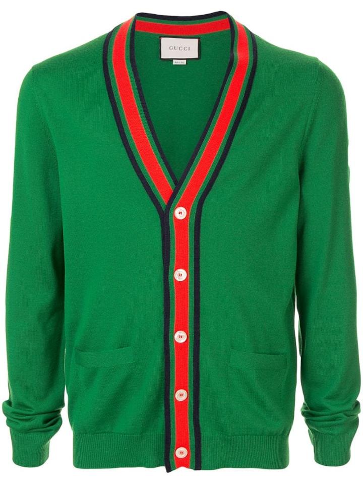 Gucci Web Trim Cardigan - Green