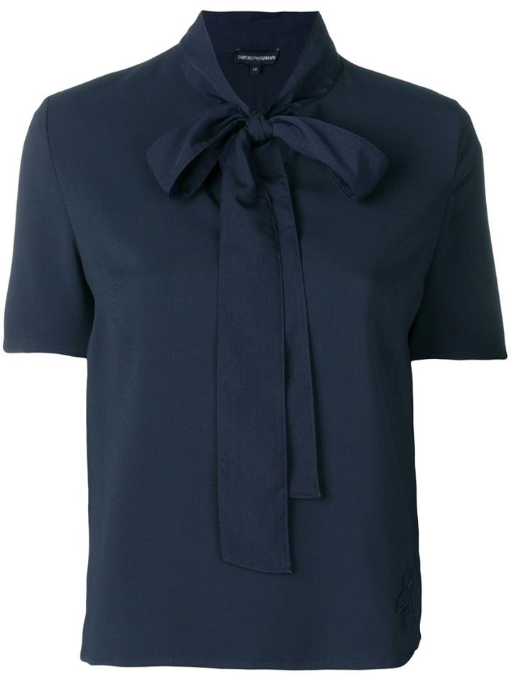 Emporio Armani Tie Neck Blouse - Blue