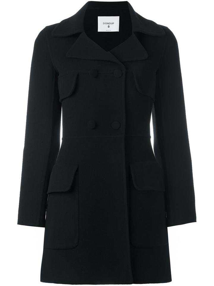 Dondup Double-breasted Coat, Women's, Size: 42, Black, Polyamide/acetate/viscose/virgin Wool