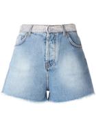 Alexandre Vauthier Crystal Studded Denim Shorts - Blue