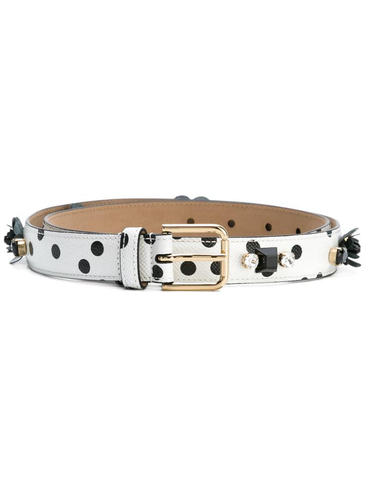 Dolce & Gabbana Embellished Polka Dot Belt - White