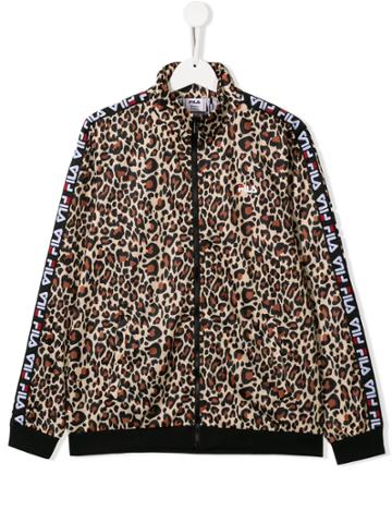 Fila Kids Leopard Print Zip-front Jacket - Neutrals