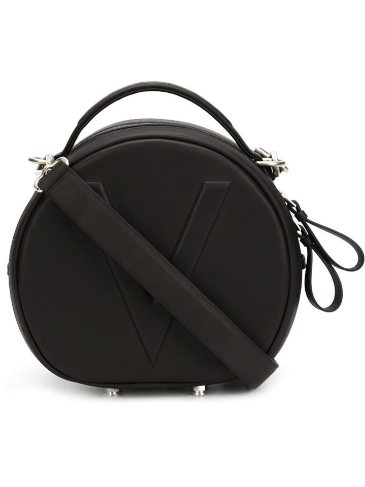 Valas Embossed V Tote, Women's, Black, Leather