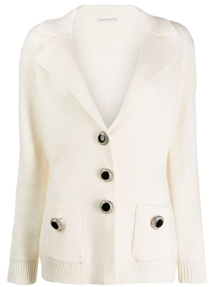 Alessandra Rich Single-breasted Cardigan - White