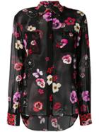 Pinko Floral Sheer Fitted Blouse - Black