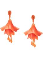 Oscar De La Renta Beaded Flower Earrings - Orange