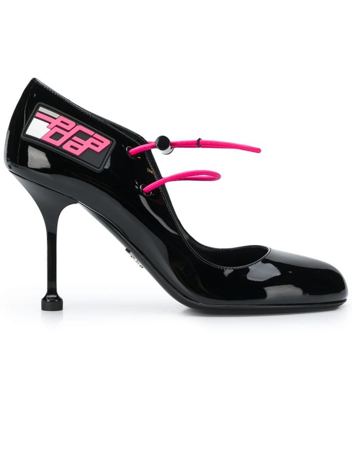Prada Logo Colour-block Pumps - Black