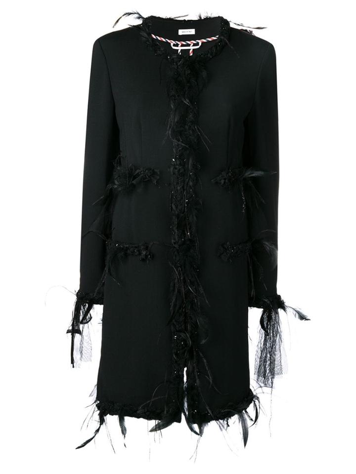Thom Browne Appliqué Oversized Cardigan Overcoat - Black