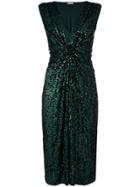 P.a.r.o.s.h. Sequined Knot Waisted Dress - Green