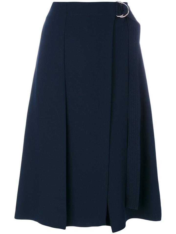 Carven - A-line Wrap Skirt - Women - Silk/polyester/acetate - 40, Blue, Silk/polyester/acetate