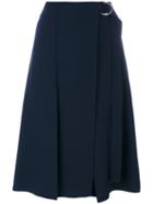 Carven - A-line Wrap Skirt - Women - Silk/polyester/acetate - 40, Blue, Silk/polyester/acetate