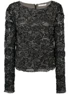 Alice+olivia Embellished Scalloped Blouse - Black