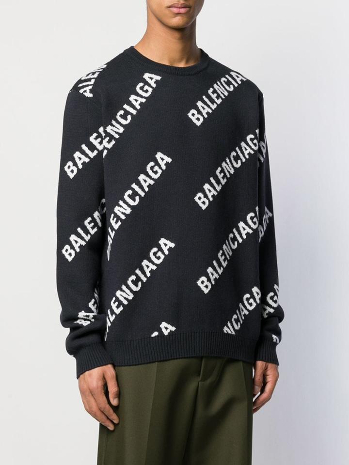 Balenciaga All Over Logo Sweater - Blue