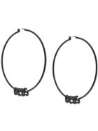 Gcds Logo Hoop Earrings - Black