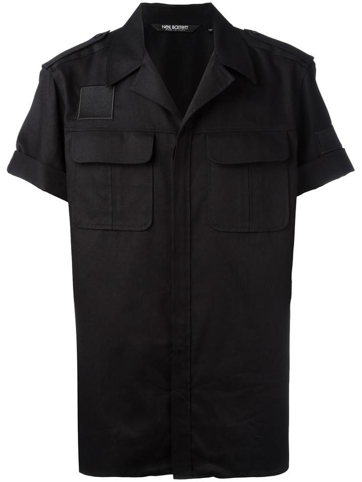 Neil Barrett Military Shirt, Men's, Size: 38, Black, Cotton