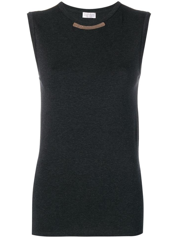 Brunello Cucinelli Brass Detailed Vest Top - Grey