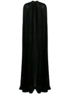 La Mania Long Flared Cape Coat - Black