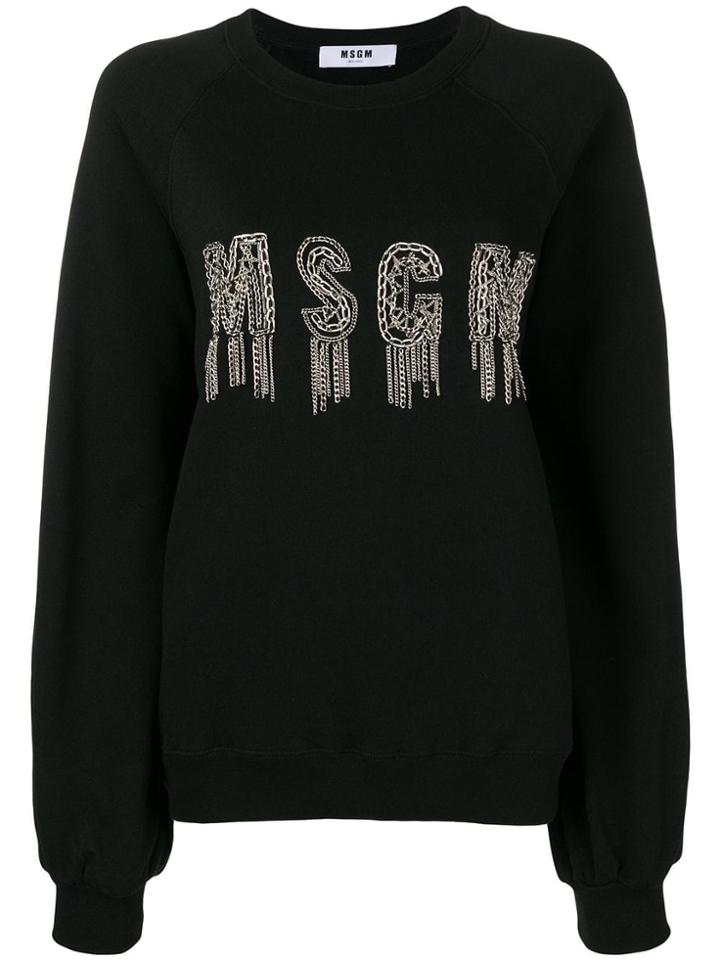 Msgm Chain Logo Sweatshirt - Black