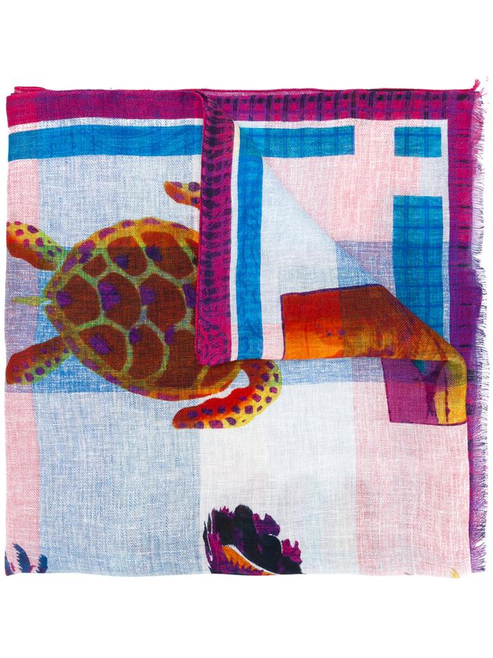 Etro Printed Linen Scarf, Men's, Linen/flax