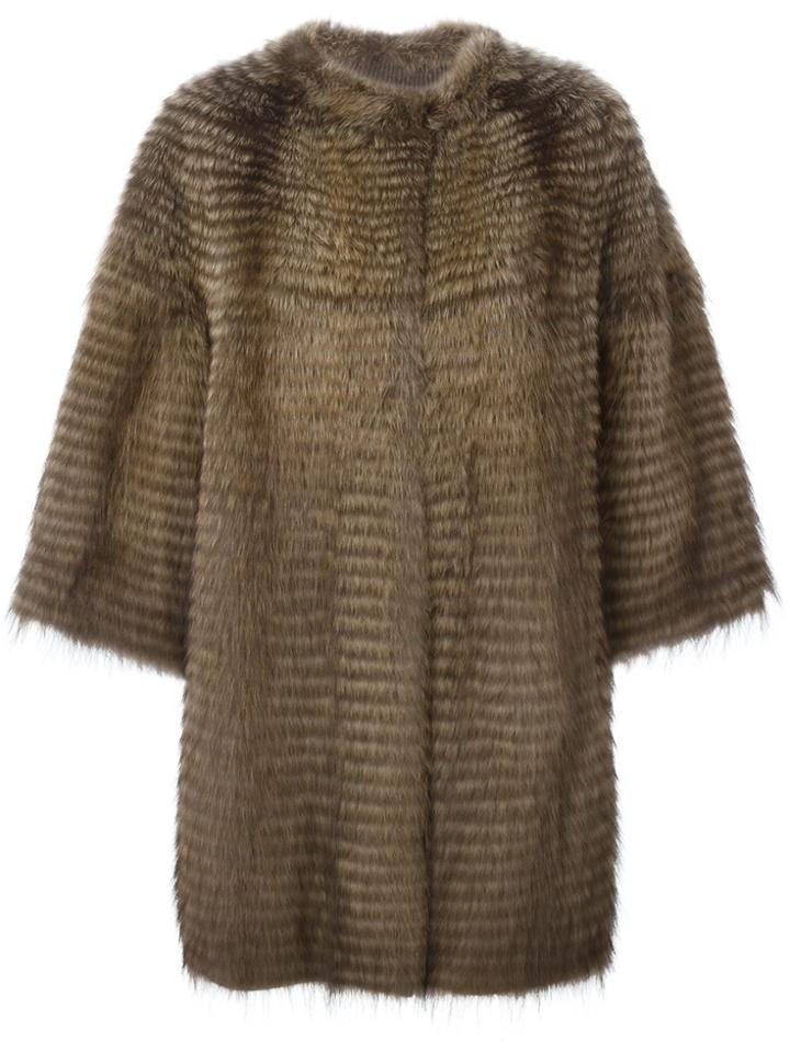 Liska Cashmere Loose Fit Coat - Brown