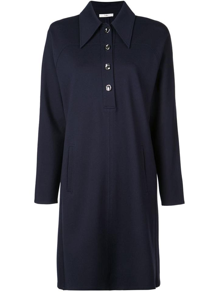 Tibi Bond Stretch Knit Sculpted Shirtdress - Blue