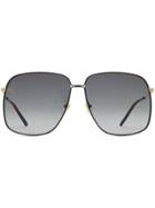 Gucci Occhiali Da Sole Rettangolari In Metallo - Black