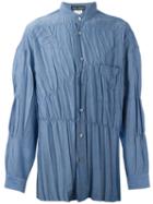 Issey Miyake Vintage Creased Effect Shirt, Men's, Size: L, Blue