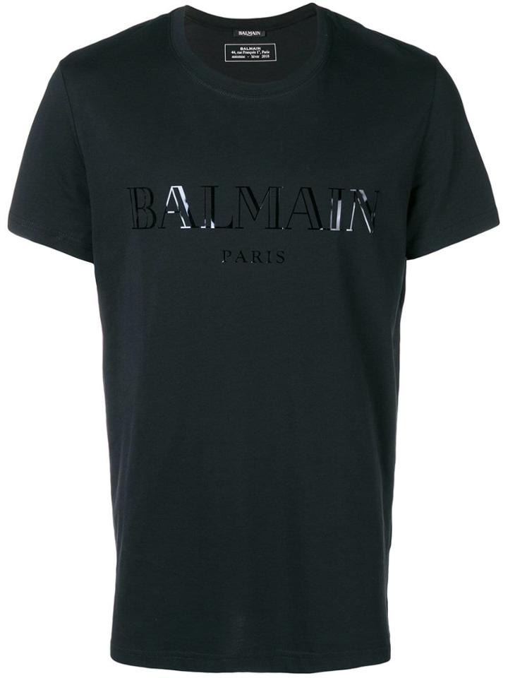 Balmain Logo Short Sleeve T-shirt - Black