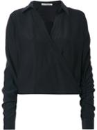 Martha Medeiros Wrap Andrea Shirt, Women's, Size: 44, Black, Silk