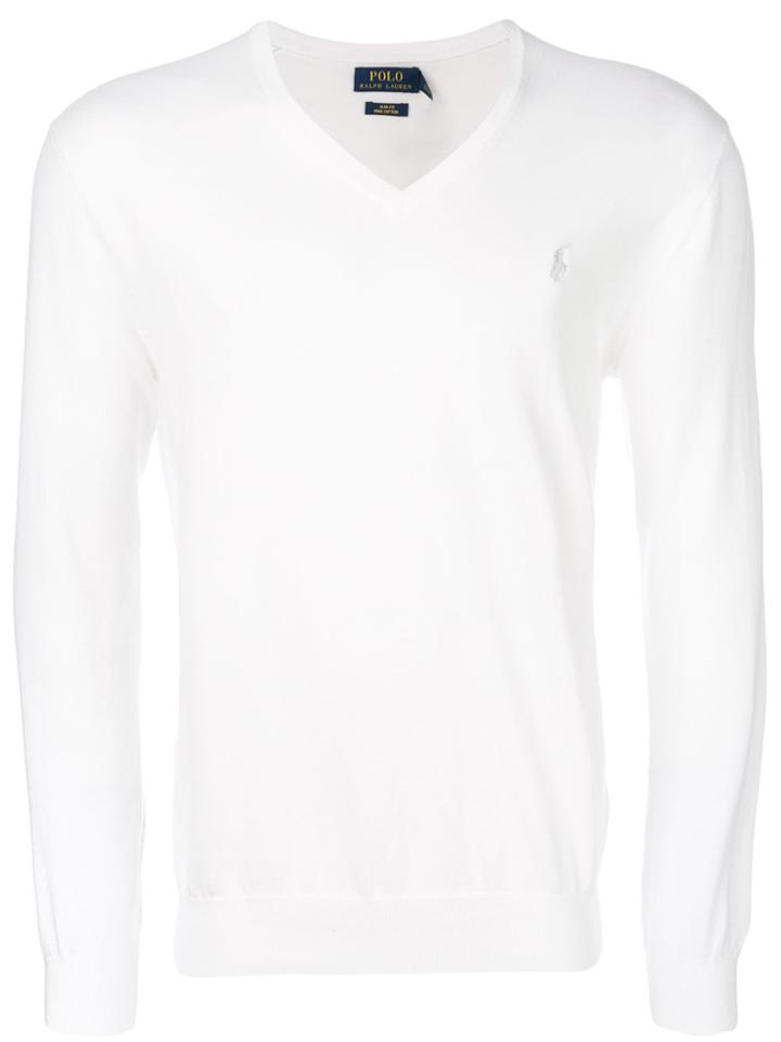 Polo Ralph Lauren V-neck Logo Sweatshirt - White