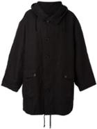 Ann Demeulemeester Blanche Hooded Oversized Coat, Adult Unisex, Size: Small, Black, Linen/flax/cotton
