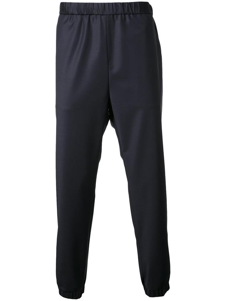 H Beauty & Youth Ribbed Cuff Trousers, Men's, Size: Medium, Blue, Wool
