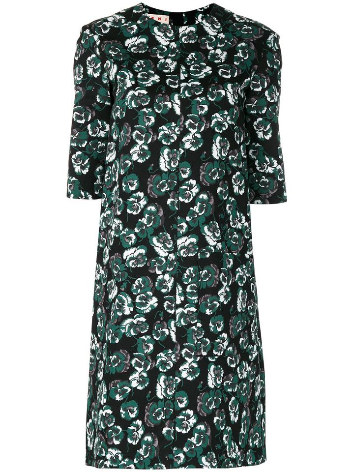 Marni - Poetry Flower Print Dress - Women - Cotton/linen/flax - 42, Green, Cotton/linen/flax