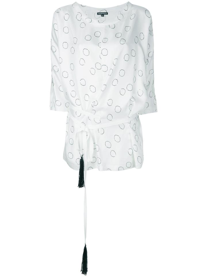Ann Demeulemeester Circle Print Asymmetrical Blouse - White