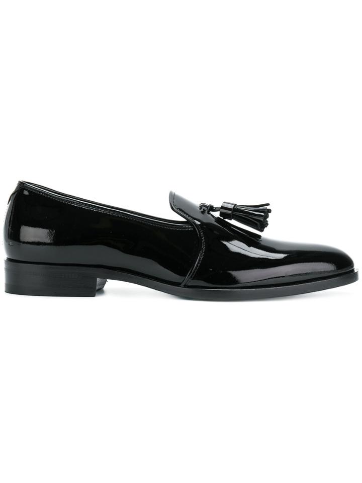 Saint Laurent Varnished Tassel Loafers - Black