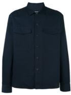 Ami Alexandre Mattiussi Camp Collar Overshirt, Men's, Size: 42, Blue, Cotton/linen/flax