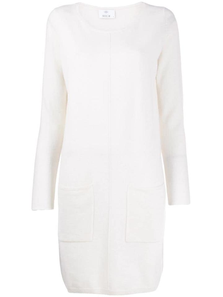 Allude Long Sleeve Knitted Dress - White