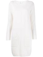 Allude Long Sleeve Knitted Dress - White