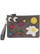 Anya Hindmarch - Glitter Patch Clutch - Women - Leather/pvc/calf Suede - One Size, Grey, Leather/pvc/calf Suede