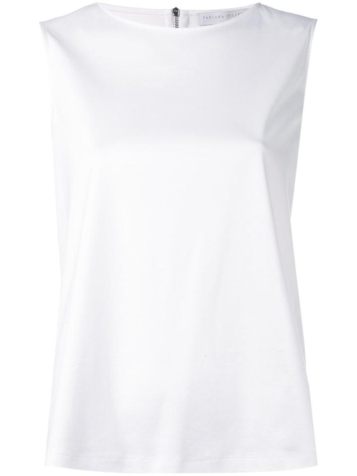 Fabiana Filippi - Rear Zip Top - Women - Cotton/spandex/elastane/acetate/viscose - 44, White, Cotton/spandex/elastane/acetate/viscose