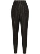 Saint Laurent Pinstripe Pleated Trousers - Black