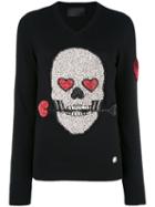 Philipp Plein - Sequin Skull Sweater - Women - Polyamide/cashmere/virgin Wool - L, Black, Polyamide/cashmere/virgin Wool