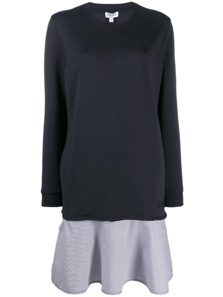 Kenzo Contrast Flared Dress - Black