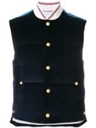 Thom Browne Contrast Yoke Down-filled Corduroy Vest - Blue