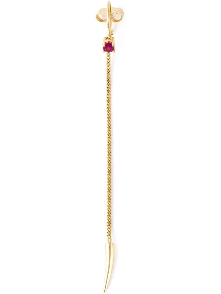 Wouters & Hendrix Gold Ruby Stud Chain Earring